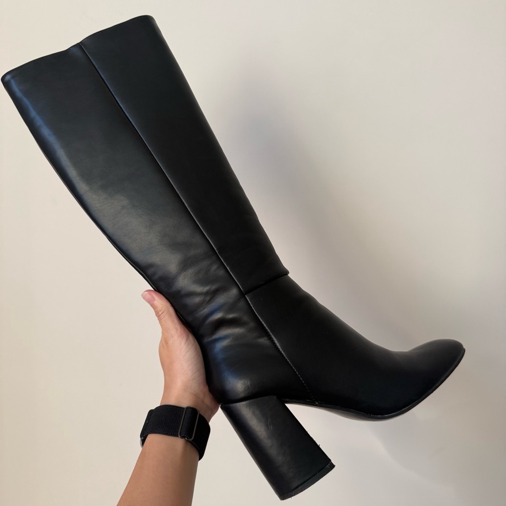 Madden Girl Black Tall Knee-High Block Heel Boots